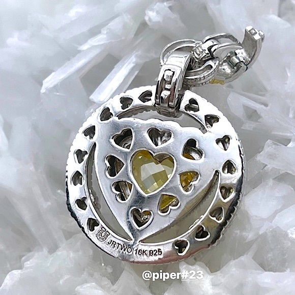 RARE Judith Ripka JR TWO Canary Crystal & Diamond Pendant Enhancer with Xtras - Picture 9 of 11